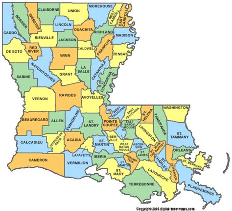 Louisiana County Map Area County Map Regional City
