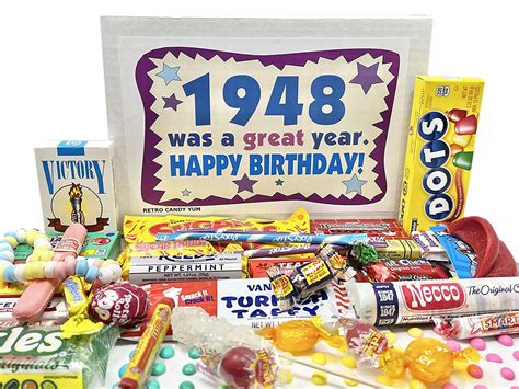 Retro Candy Yum 1948 74th Birthday T Box Nostalgic Candy Mix From