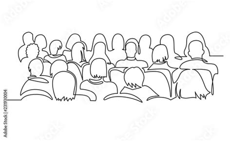 Continuous Line Drawing Of Vector Illustration Character Of Audience In