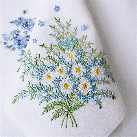 Set Of 3 Machine Embroidery Designs Daisies Forget Me Nots