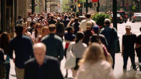 crowded avenue new york city us people walking in busy street of manhattan stock footage