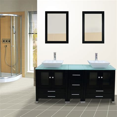 Wonline 60 In Black Double Sink Bathroom Vanity With Black Wood Top