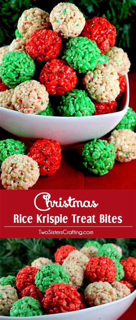 christmas rice krispie treat bites two sisters
