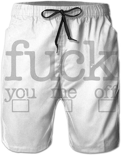Hzamorah Mens Fuck You Me Off Summer Breathable Quick Drying Swim Trunks Beach Shorts Cargo