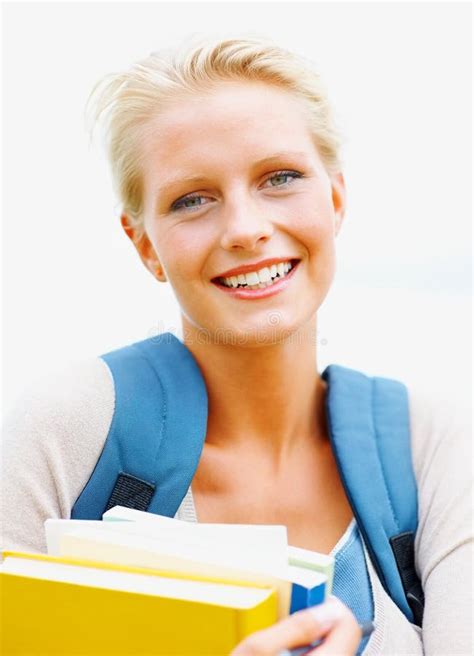 Pretty Female Student Holding Books Outdoors Stock Photo Image Of
