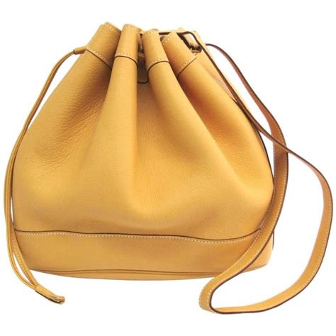 Hermes Vintage Mustard Yellow Leather Bucket Drawstring Carryall