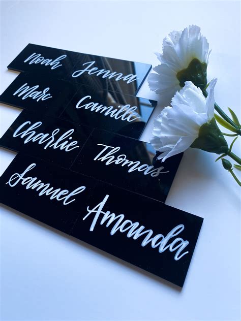 Black Acrylic Place Card Wedding Place Card Personalized Etsy