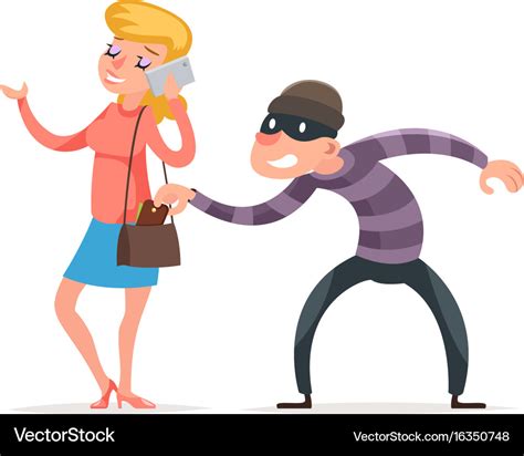 Mask Criminal Male Thief Stealing Purse From Vector Image
