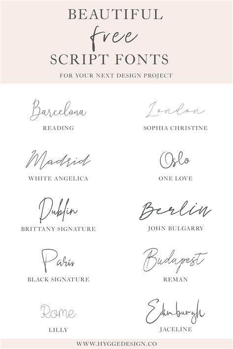 10 Beautiful Free Script Fonts Hyggedesign Co