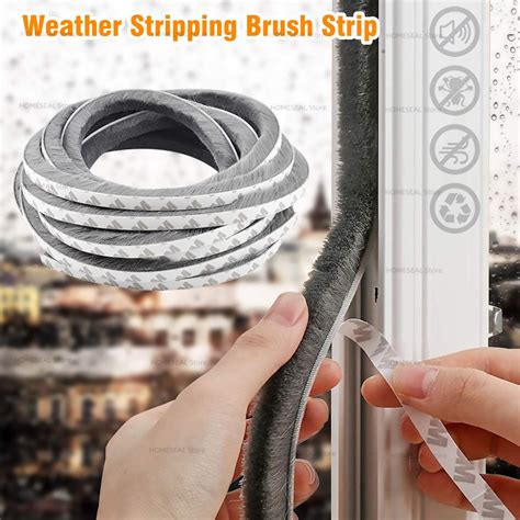 5m Self Adhesive Weather Stripping Brush Strip Sliding Windows Sealing Strip Soundproof