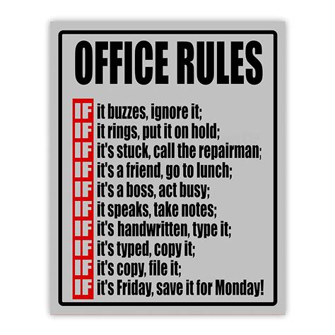 Buy 34office Rules If Funny Office Sign 8 X 10 Wall Decor Print