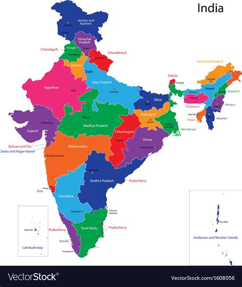 Political Map Of India Royalty Free Vector Image Images