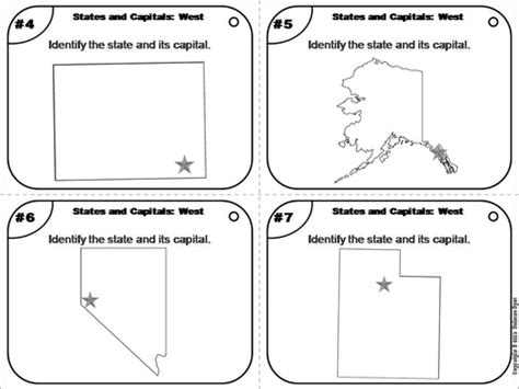 States And Capitals Task Cards West Region Teaching Resources