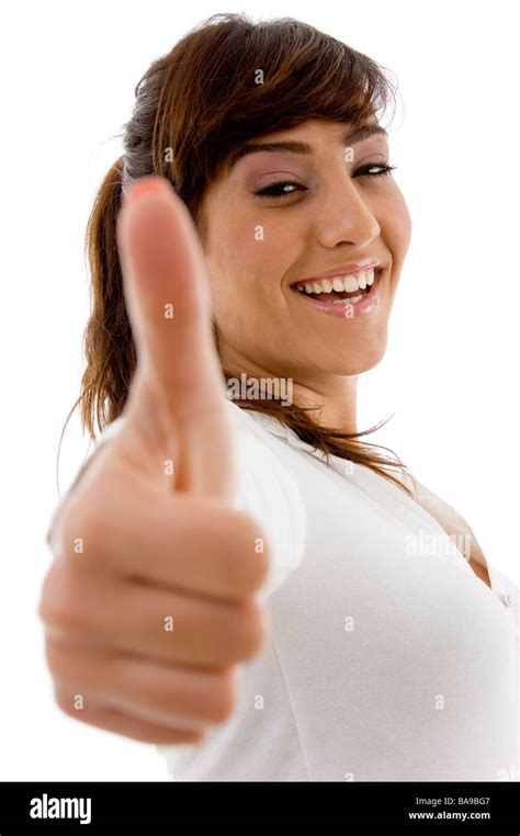 Side View Of Smiling Female Attorney With Thumbs Up Stock Photo Alamy