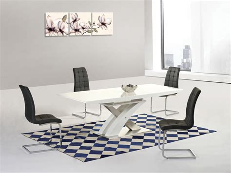 Modern White High Gloss Glass Extending Dining Table And 8 Chairs