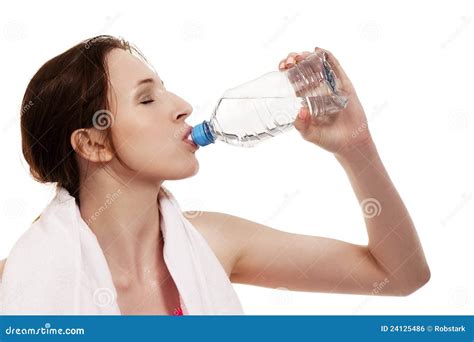 Young Sporty Woman Drinking Water Stock Photo Image Of Portrait