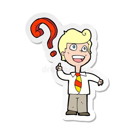 A Creative Sticker Of A Cartoon School Boy Asking Question Stock Vector