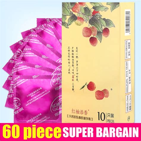 60pcs lot products natural latex condoms for men super thin fruit flavor large oil quantity sex
