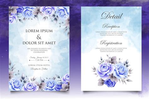 Premium Vector Beautiful Wedding Card Template With Colorful Flowers