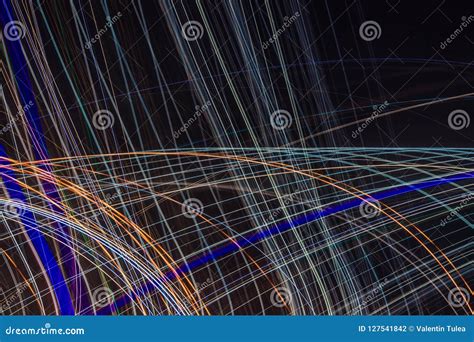 Abstract Bright Multicolored Glowing Lines And Curves Stock