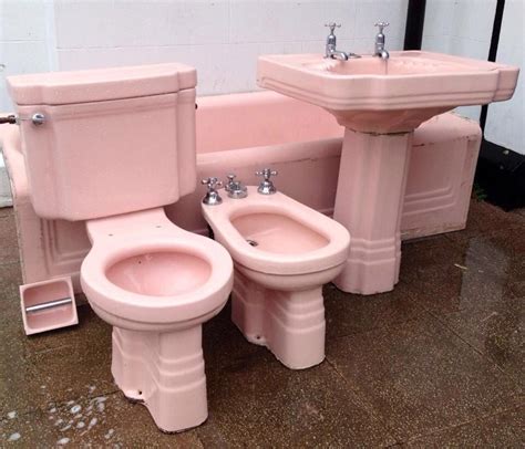 Stunning Pink Art Deco Bathroom Suite Rare And Complete Set With Bath