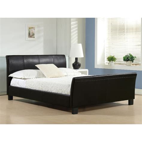 Black Faux Leather Bed Frame Double 4ft 6 Free Next Day Delivery