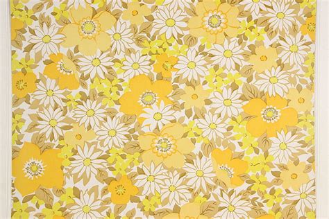 1970s Vintage Retro Yellow And White Flowers Rosies Vintage Hd