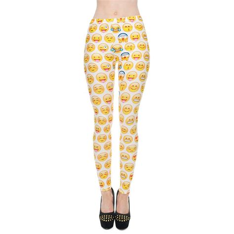 2017 Girl Leggings Yellow Emoji 3d Graphic Print Jeggings Skinny Stretchy Yoga Trousers J34028