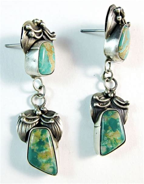 Navajo LYDIA BEGAY Hand Made Leaves With FOX Turquoise Oxidized