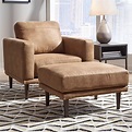Signature Design by Ashley Arroyo Mid-Century Modern Brown Faux Leather ...