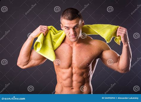 Bodybuilder With A Towel Stock Photo Image Of Active 54495094