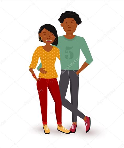 Happy African American Couple Flat Illustration Stock Vector Image By