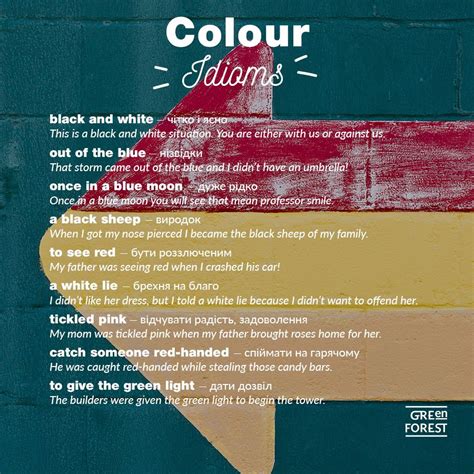 Colour Idioms English Idioms Connected With Colours Idiomatic