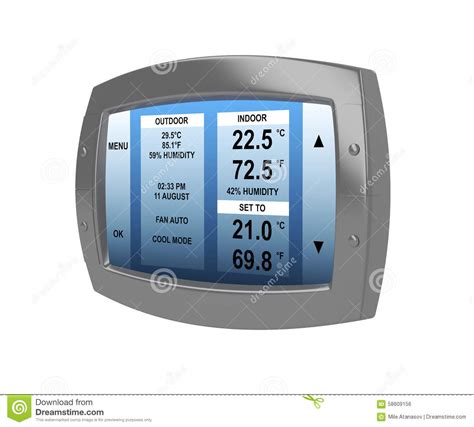Digital termostat for bytte eller oppgradering av neo og clea. Programmerbar Digital Termostat Stock Illustrationer ...