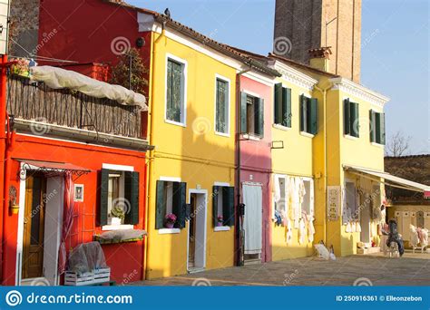 Colorful Houses From Burano Island Venice Stock Image Image Of