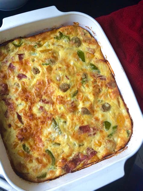 Line a large baking sheet with parchment paper. everything protein egg bake | Baked eggs, Bacon egg bake ...