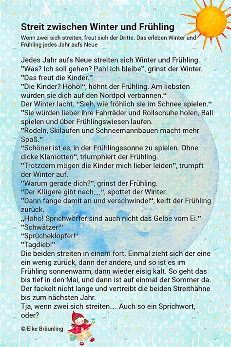 Wenn Winter Und Frühling Streiten Elkes Kindergeschichten