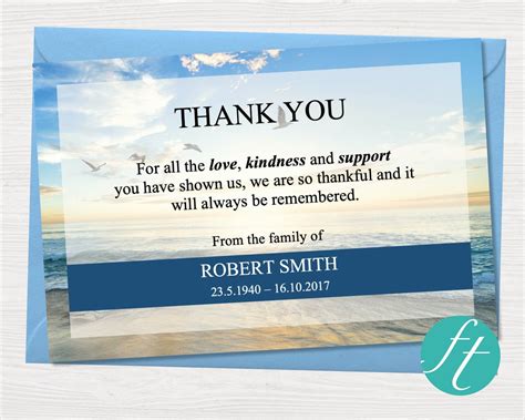 Funeral Thank You Card Beach Funeral Templates