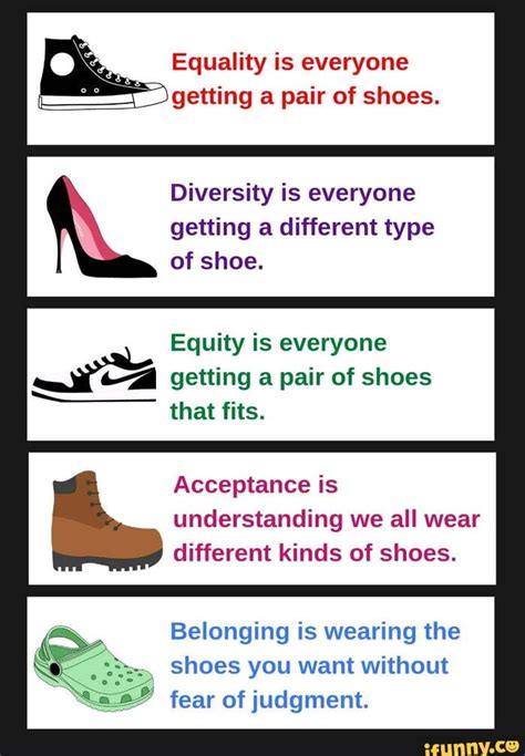 Equality Is Everyone Getting A Pair Of Shoes Diversity Is Everyone