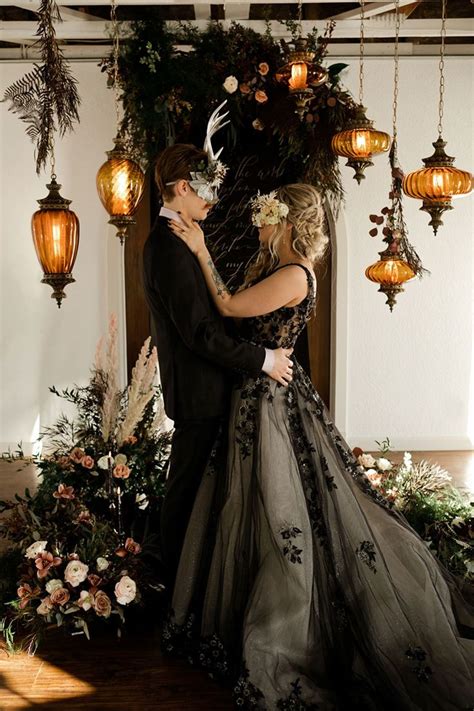 Moody Masquerade Ball Meets Edgar Allan Poe Wedding Inspiration Dark