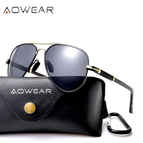 Aowear 2019 Brand Designer Aviation Polarized Sunglasses Men Fashion Mirror Sun Glasses Male