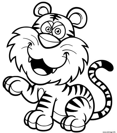 Coloriage Tigre Dessin Anime Souriant JeColorie Com