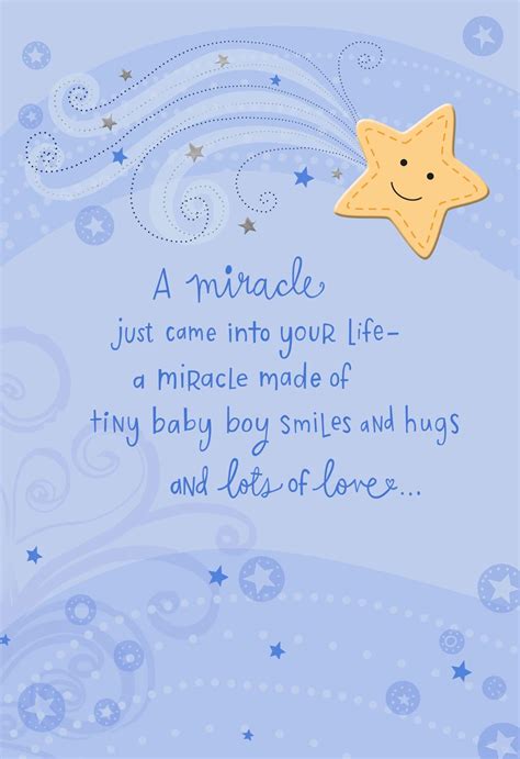 Sending hugs and kisses to you on this baby shower. A Miracle Came Into Your Life New Baby Boy Card - Greeting ...