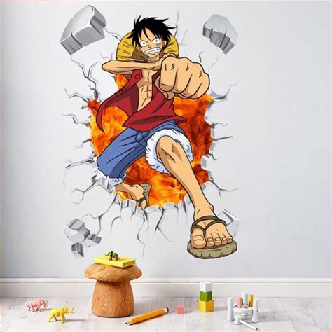 Cartoon One Piece Affiches Anime Luffy 3d Effet Wall Stickers Pour