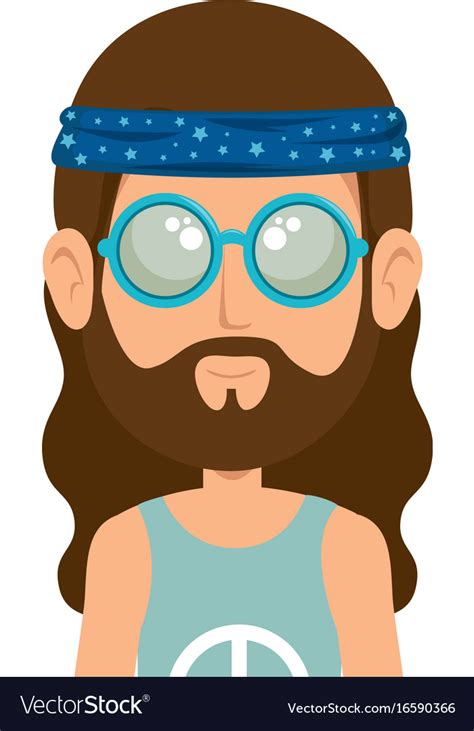 Hippie Man Cartoon Royalty Free Vector Image Vectorstock