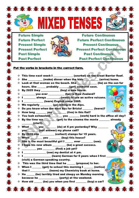 Mixed Tenses English Esl Worksheets For Distance B4a