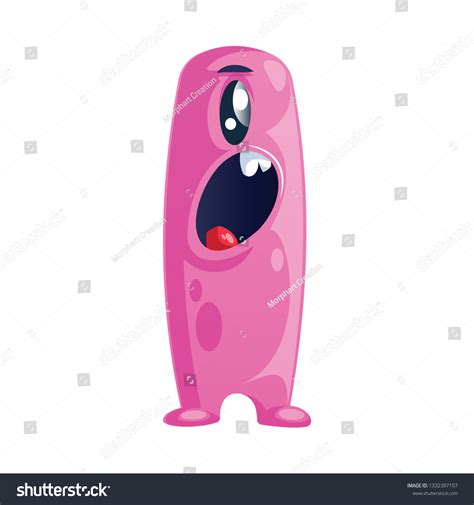Pink Tall Monster Character Open Mouth Stock Vector Royalty Free