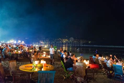 Sea Food Restaurants On Jimbaran Beach In Bali Indonesia Editorial