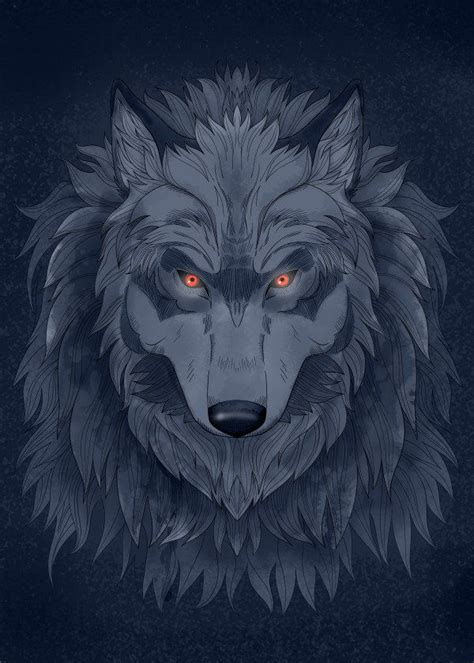Red Eyed Wolf Red Eyed Wolf Gallery Quality Print On Thick 45cm 32cm