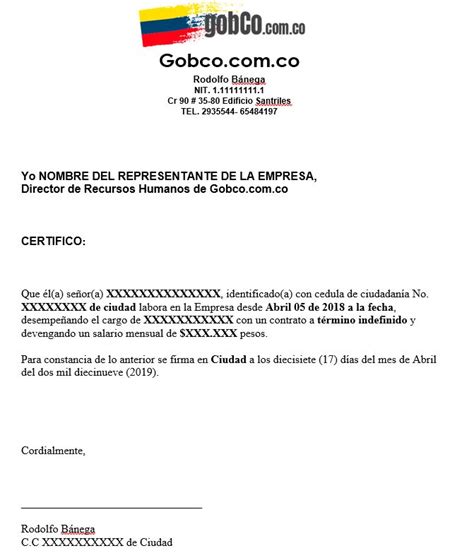 Modelo De Carta De Constancia Laboral En Colombia Financial Report My